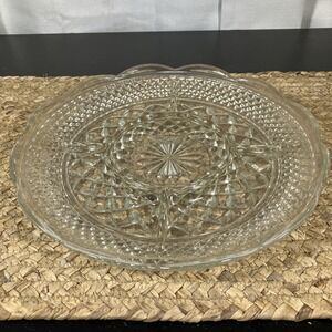 ANCHOR HOCKING WEXFORD CLEAR SCALLOPED 5 SECTION DIVIDED RELISH PLATE 11"